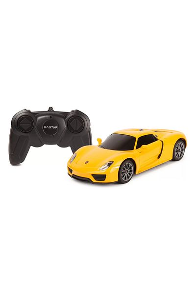 Rastar Masina Cu Telecomanda Porsche 918 Spyder Galben Cu Scara 1 La 24