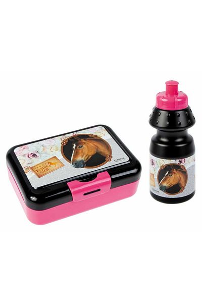 Micostore Children's Breakfast Set, Water Bottle and Lunch Box with Horse Design