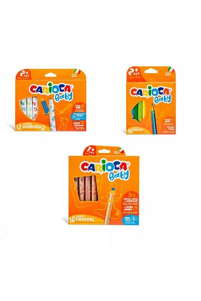 CARIOCA Washable Markers Pack, Colored and Wax Crayons for Children 1 Year and 2 Years Old, Baby
