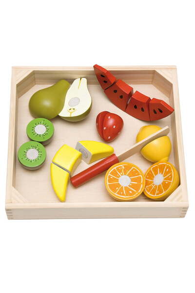 Woody Jucărie din lemn - Tăietor de fructe cu tavă