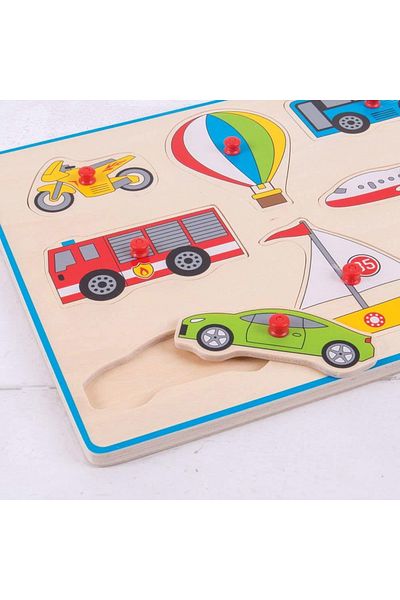 BigJigs Dřevěné puzzle - Vozidla