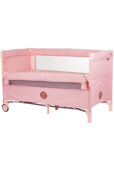 Chipolino Pătuț pliabil Relax Flamingo Linen cu laterale glisante