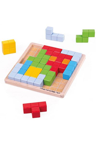 BigJigs Logická hra - Barevný puzzle typu tetris