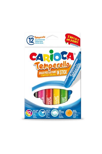 CARIOCA Set 12 Creioane Tempera Solida, Lavabile Temperello