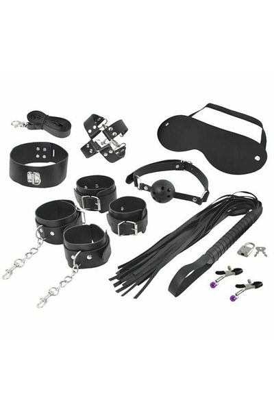 Micostore Set de lenjerie intimă pentru femei, format din 13 piese, din piele ecologică, reglabil