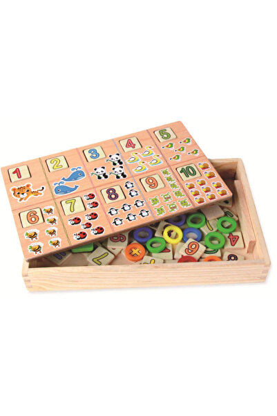 Micostore Wooden Educational Game for Children, Chalkboard, Number and Image Pieces, Montessori