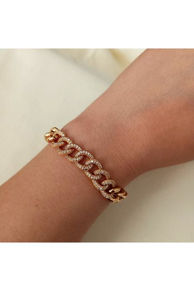 STAİNLES Xuping Thick Chain Xp Stamped Rose Gold Bracelet