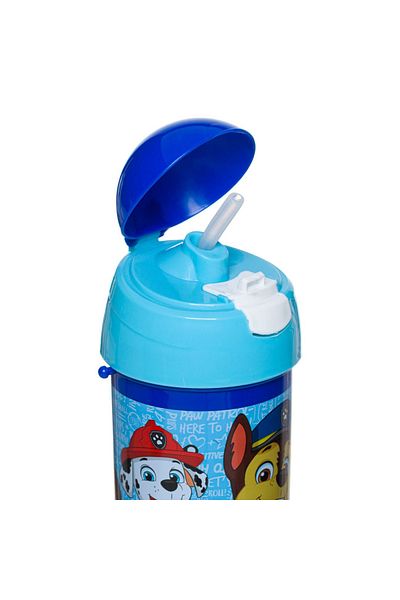 Micostore Children's Water Bottle, Bottle with Straw and String, 500 Ml, Paw Patrol, Pop Up, School and Kindergarten