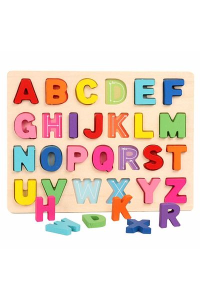 Micostore Puzzle Din Lemn Cu Litere De Tipar, Alfabet