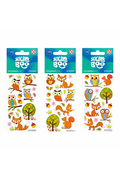 Micostore Owl stickers, squirrels, foxes, forest animals, stickers for creative activities