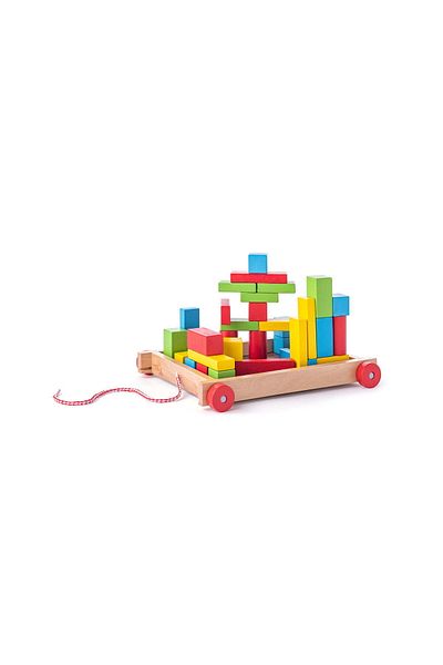 Woody Wooden Toy - Trolley With Cubes