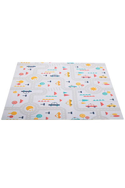 Micostore Foldable Foam Children's Rug, 180 X 200 Cm, Thick, 2 Sides, Soft, Non-Slip, Forest And Roads Print