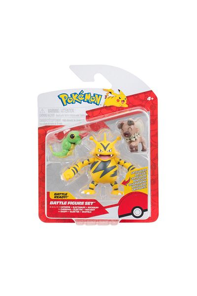 Pokemon - Set of 3 Action Figures, Caterpie, Rockruff, Electabuzz W21