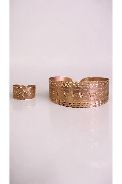 PrestigeSO Copper Bracelet Ring Set Custom Handwork - Art and Health