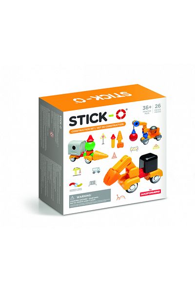 Clicstoys Joc Cu Magneti Stick-o, Set De Construit Vehicule, 26 Piese