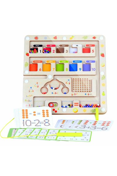 Micostore Wooden Magnetic Maze Game, Sorting, Classification and Mathematics, in Romanian