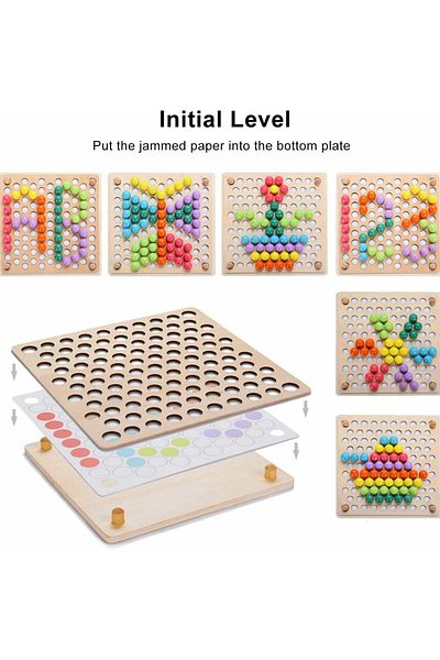 Micostore Joc Montessori De Indemanare, Sortare Si Asociere Culori, Cu Betisoare, Penseta Si Lingura Din Lemn