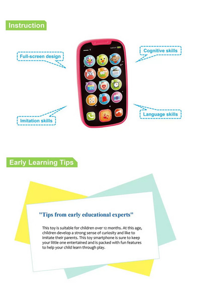 Hola Můj první telefon, růžová hračka s chytrým telefonem a hudbou a světly