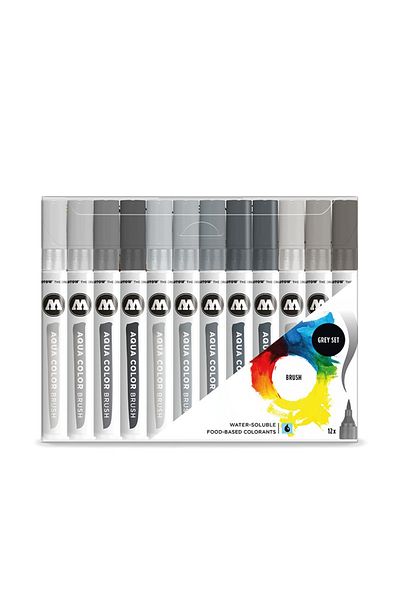 Molotow Brush Pen Aqua Color Gray 12 pcs/set