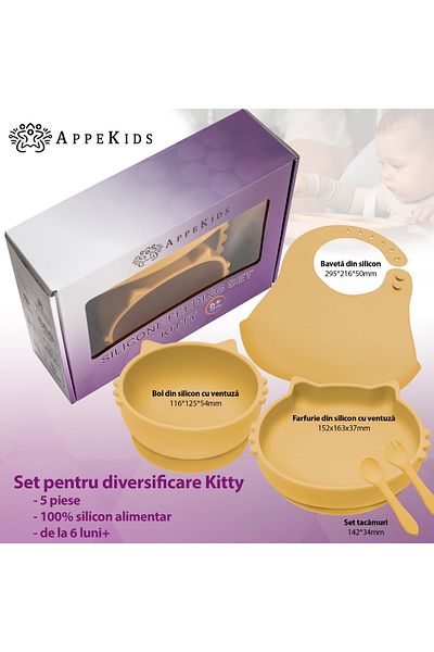 APPEKIDS Set Diversificare, 5 Piese, , 100% Silicon, Kitty - Honey