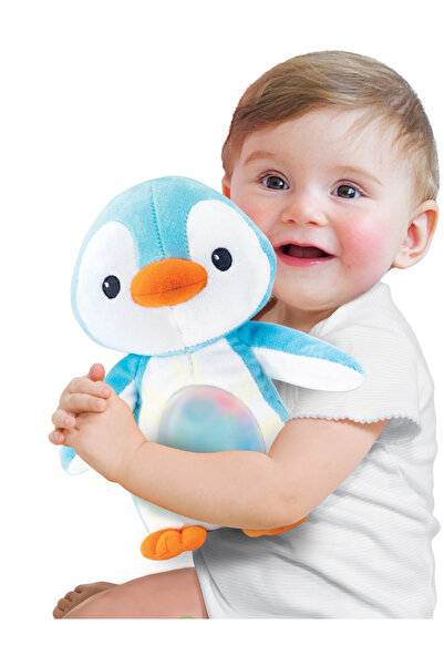 WINFUN Hračka tučňák modrý se zvuky a světly pro miminka,