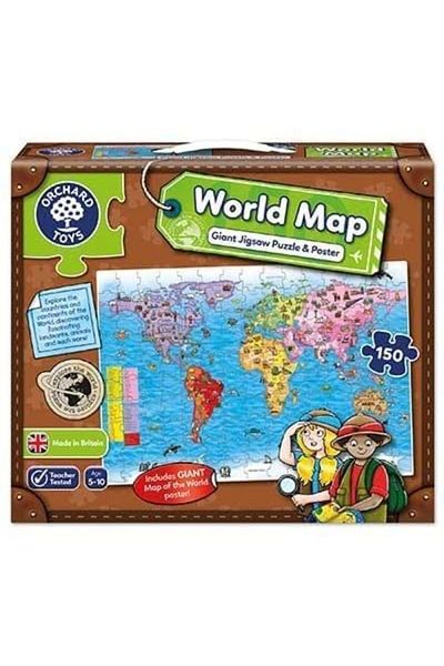 Orchard Toys Puzzle Si Poster Harta Lumii (LIMBA ENGLEZA 150 PIESE) World Map Puzzle & Poster