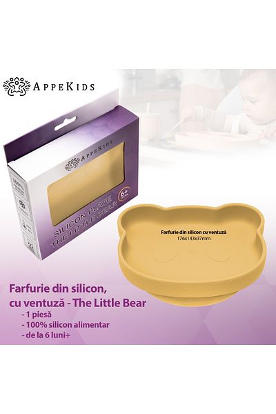 APPEKIDS Farfurie Din Silicon Cu Ventuza, , The Little Bear - Honey