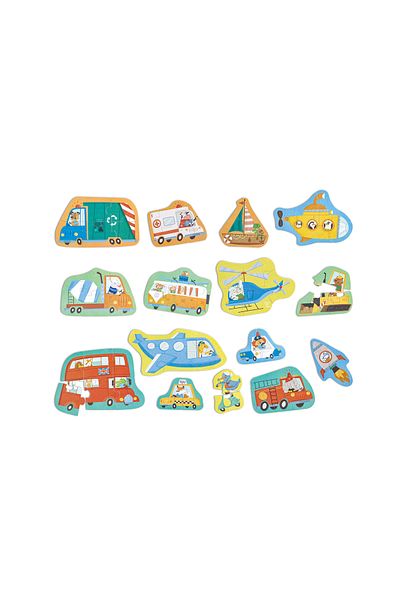 Hape Set Of 15 Vehicle Puzzles (18-36 MONTHS) For Children