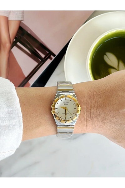 GOLDON retro roma rakam detaylı metal saati