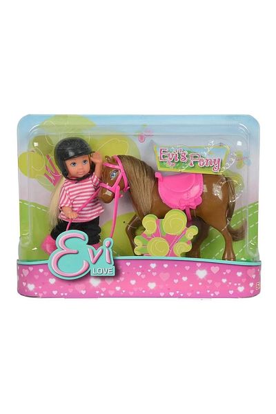 Simba Evi Doll Set With Dark Brown Horse