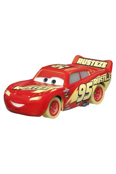 mattel Auta Glow Racers Metalické auto Blesk McQueen 1:55