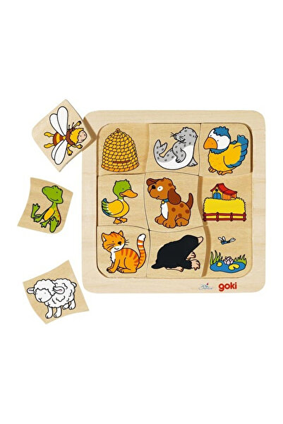 Goki Joc de puzzle cu potrivirea căsuțelor de animale