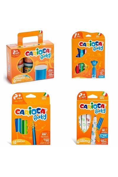 CARIOCA Washable Markers Pack Colored Finger Paint Crayons For Children 1 Year And 2 Years Old, Baby