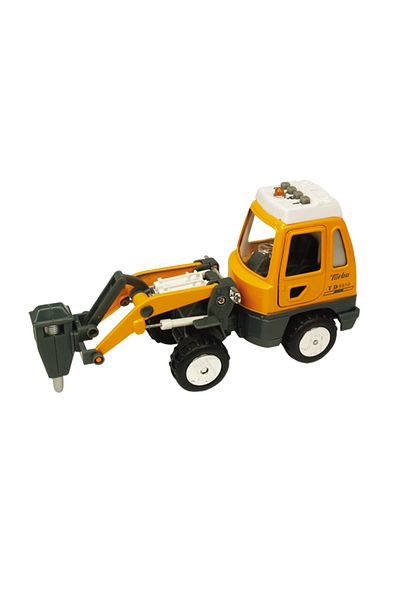 Goki Mașină de construcții de jucărie cu sunete și lumini, 16-18 cm, ciocan demolator