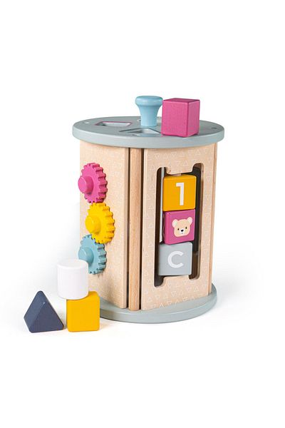 BIGJIGS Toys Wooden Cylinder with Activities (PASTEL)