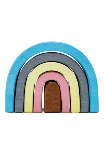 Marc toys Curcubeu Din Lemn, Arcada Mica, Bleu, Set Handmade,