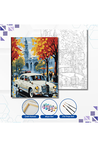 tuvval Sayılarla Boyama Set BEYAZ ARABA 30x40 Cm