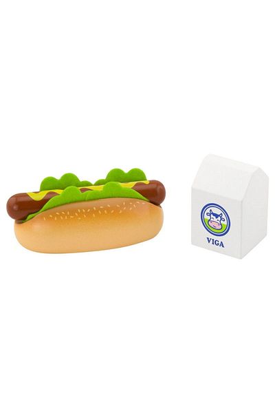 Viga Toys Hotdog Si Lapte Jucarie Din Lemn