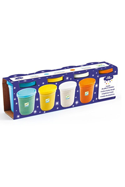 djeco Set 4 Borcane Plastilina Stralucitoare Pentru Bebelusi,