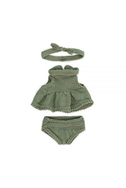 Miniland Set de haine cu rochie pentru păpușă fetiță 21 cm