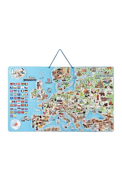 WOOD Puzzle Si Joc 3 In 1 - Harta Magnetica A Europei, En