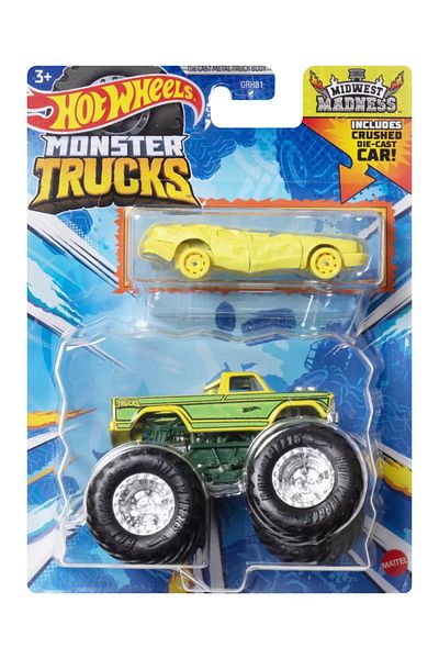 mattel Hot Wheels Monster Truck Si Masinuta Metalica Midwest Madness