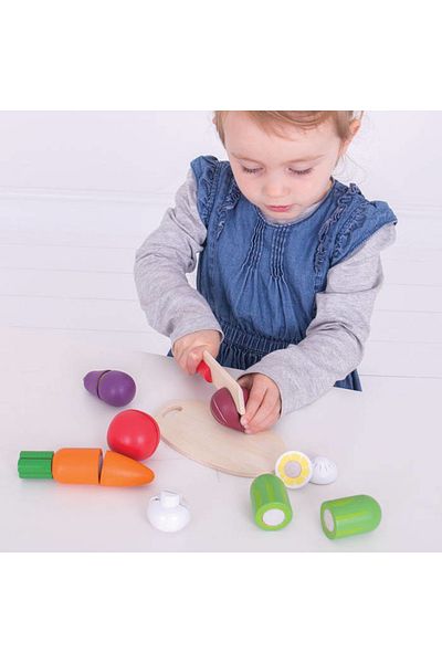 BIGJIGS Toys Set Legume Feliate Din Lemn