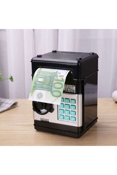 Micostore Pușculiță, pentru copii, tip seif, deschidere cu cod PIN, sunete și lumini, 19,5 x 13 x 12 cm