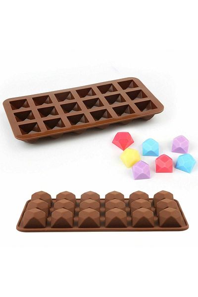 Micostore Silicone Mold For Chocolates, Jellies, Diamante Model, 18 Cavities, 18 X 9.5 Cm
