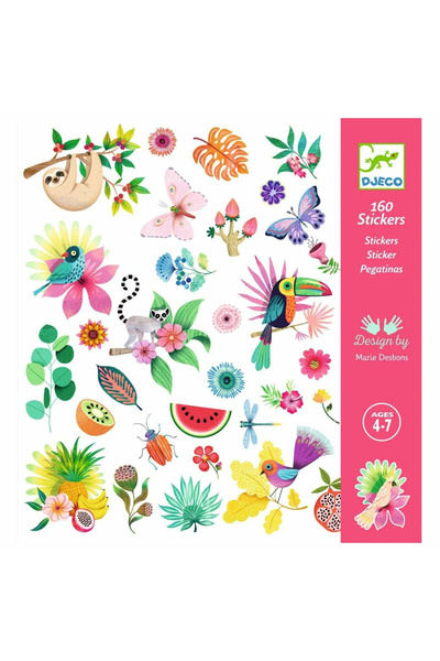 djeco Children's Stickers, Set of 160 Stickers, 18 Designs,