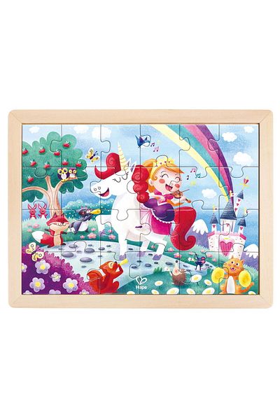 Hape 2 In 1 Wooden Puzzle - Unicorn (26 PIECES), With Double Side And Coloring Activity