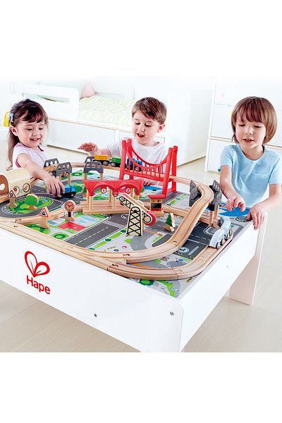 Hape Wooden, Reversible Table For Storing Toy Trains