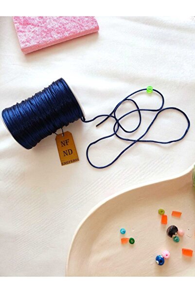 ENEFENDİ 4 Meters Floş String Rattle Tail 2mm Thick Navy Blue Bracelet Jewelry Gift String