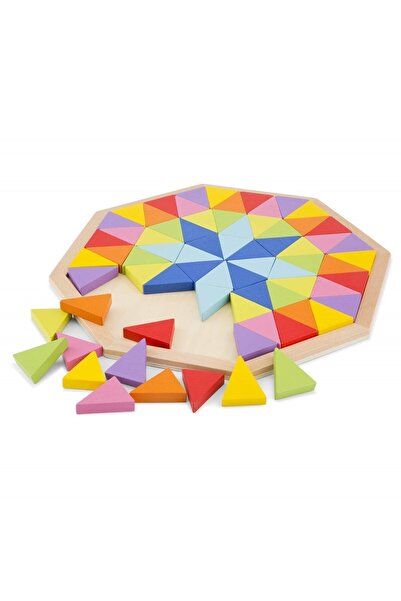 New Classic Toys Puzzle Octogon - Set Din Lemn Cu 72 De Piese Triunghiulare